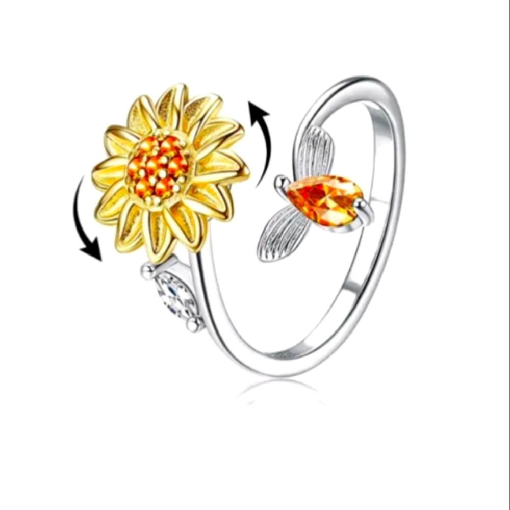 Sunflower Fidget Anxiety Ring.  Anti Stress🌻🌻🐝